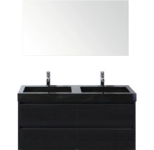 Meuble-lavabo avec deux lavabos, meuble sous-vasque et miroir