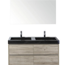 Meuble-lavabo double avec miroir et meuble bas pour la salle de bain