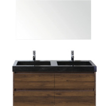Meuble-lavabo double avec miroir, meuble bas en bois