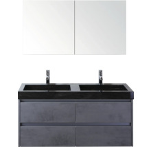 Badezimmermöbelset mit Waschtischunterschrank, zwei Waschbecken und Spiegelschrank