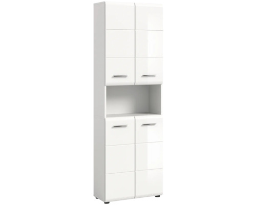 Armoire haute Xonox.home Ice lxhxp 60x185x30 cm couleur de façade blanc haute brillance Armoire haute avec portes et compartiment ouvert