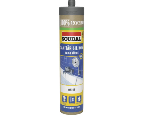 Silicone pour cuisines et salle de bains Soudal blanc 300 ml