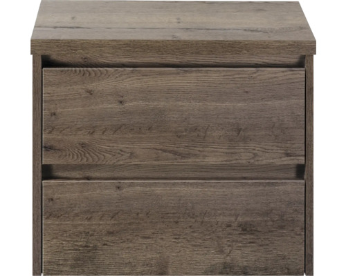 Meuble sous-lavabo avec deux tiroirs aspect bois