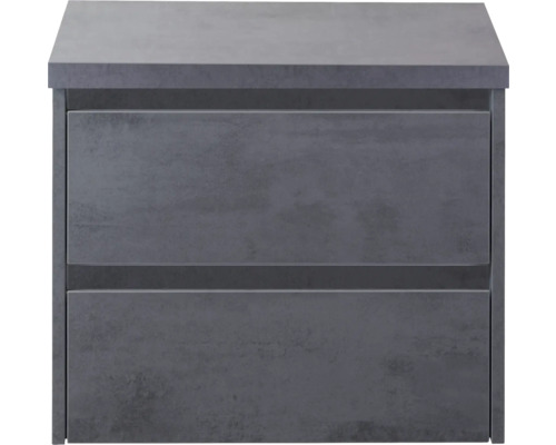 Meuble sous lavabo Sanox Dante lxhxp 60 x 54 x 45 cm couleur de façade béton anthracite Meuble sous-lavabo avec deux tiroirs
