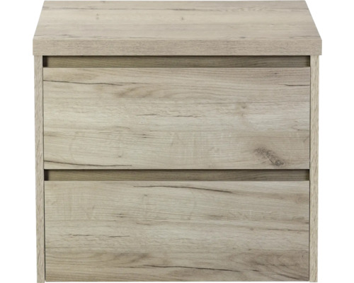 Meuble sous lavabo Sanox Dante lxhxp 60 x 54 x 45 cm couleur de façade craft oak Meuble sous-lavabo avec deux tiroirs