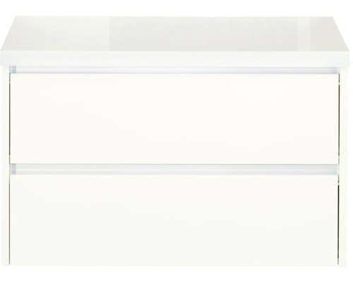 Meuble sous lavabo Sanox Dante lxhxp 80 x 54 x 45 cm couleur de façade blanc haute brillance Meuble sous-lavabo blanc avec deux tiroirs