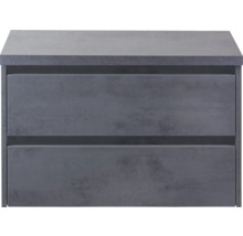 Meuble sous-lavabo gris avec deux tiroirs