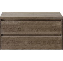 Meuble sous-lavabo avec deux tiroirs aspect bois