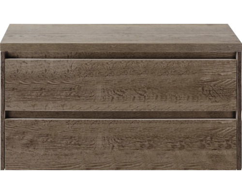 Meuble sous-lavabo avec deux tiroirs aspect bois