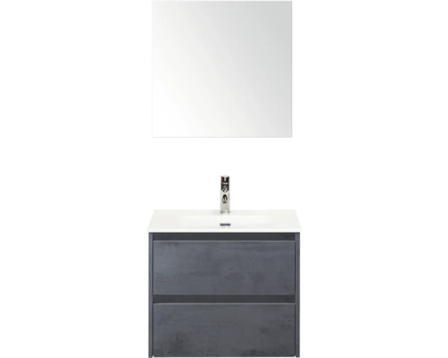 Badezimmermöbel-Set mit Spiegel, Waschtischunterschrank und Armatur