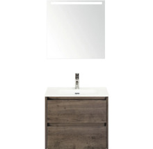 Waschtisch mit Unterschrank, Waschbecken und Spiegel mit Beleuchtung