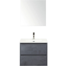 Waschtisch mit Waschbecken, Armatur und Spiegel