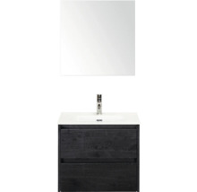 Meuble sous-vasque avec deux tiroirs, lavabo et miroir