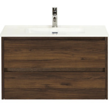 Meuble sous-vasque avec deux tiroirs, lavabo et robinet