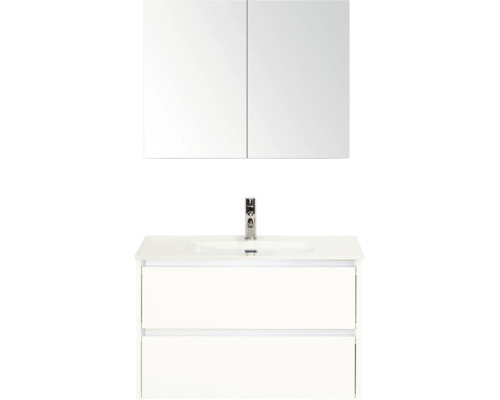 Ensemble de meubles de salle de bains avec lavabo, meuble sous-lavabo et armoire de toilette