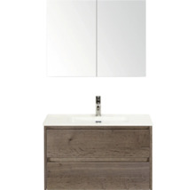 Combinaison de lavabo avec armoire de toilette et meuble sous-lavabo à deux tiroirs