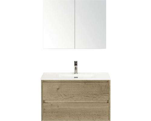 Combinaison de lavabo avec armoire de toilette et deux tiroirs