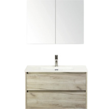 Meuble sous-lavabo avec miroir et deux tiroirs