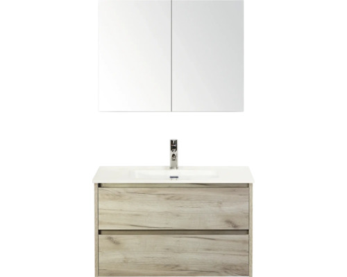 Meuble sous-lavabo avec miroir et deux tiroirs