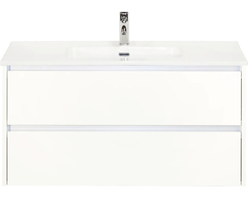 Meuble sous-lavabo avec deux tiroirs et robinet