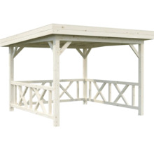 Pavillon en bois avec toit et balustrade