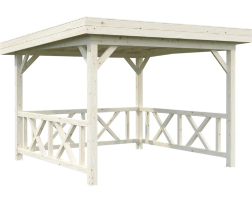 Pavillon en bois avec toit et balustrade