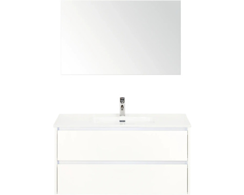 Meuble-lavabo avec miroir et deux tiroirs