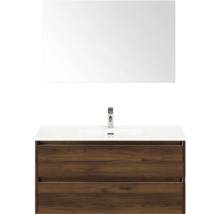 Waschtischkombination mit Spiegel, Armatur und Unterschrank mit Schubladen