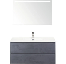 Waschtisch mit Unterschrank, Spiegel und Armatur