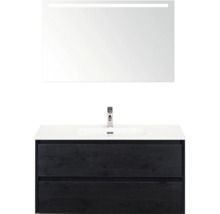 Meuble-lavabo avec lavabo, robinet et miroir avec éclairage