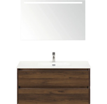 Ensemble de meuble-lavabo avec meuble sous-vasque, lavabo et miroir pour la salle de bains