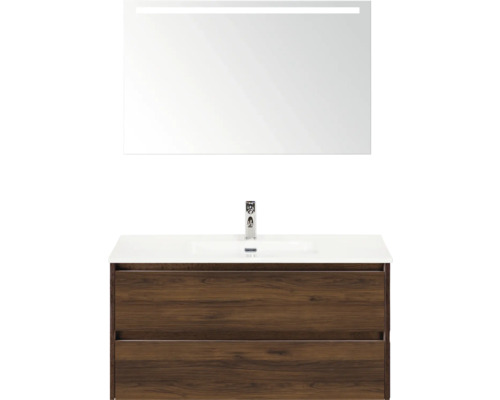 Ensemble de meuble-lavabo avec meuble sous-vasque, lavabo et miroir pour la salle de bains