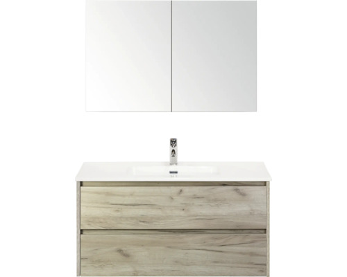 Ensemble de meubles de salle de bains avec lavabo, meuble sous-vasque et armoire de toilette