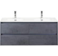 Meuble sous-lavabo avec quatre tiroirs et deux vasques