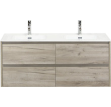 Meuble sous-lavabo avec quatre tiroirs et deux lavabos