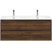 Meuble sous-lavabo avec deux lavabos et quatre tiroirs en décor bois