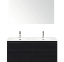 Ensemble de meubles de salle de bains avec double vasque, miroir et meuble sous-vasque