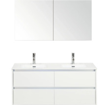 Ensemble de meubles de salle de bains avec double vasque, meuble bas avec tiroirs et armoire de toilette