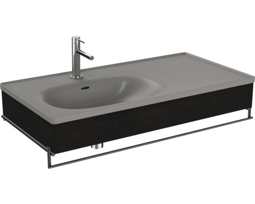 Lavabo avec cache VitrA Equal lxhxp 102.5x20x52 cm couleur de façade orme 66059 Vasque avec meuble sous-vasque, robinetterie et porte-serviettes.