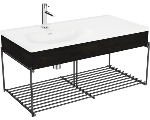 Lavabo avec grille de dépose VitrA Equal lxhxp 102.5x46.5x52 cm couleur de façade orme 64092 Meuble-lavabo avec meuble sous-vasque et étagère
