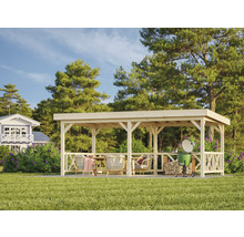Pavillon de jardin en bois avec coin salon et barbecue