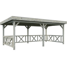 Holzpavillon mit Dach und umlaufender Holzbalustrade