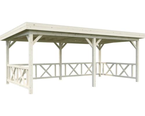 Holzpavillon mit Geländer