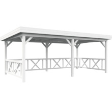 Weißer Pavillon aus Holz mit Geländer