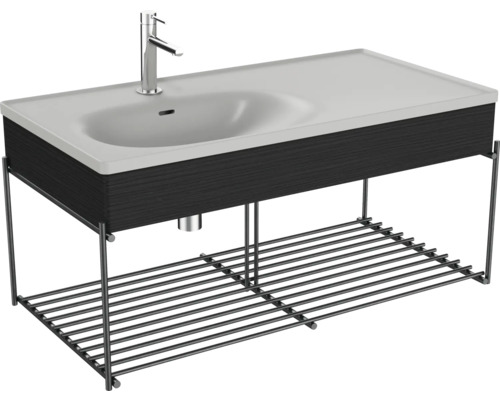 Waschbecken mit Ablagegitter VitrA Equal BxHxT 102.5x46.5x52 cm Frontfarbe schwarz eiche 66060 Waschtisch mit Waschtischunterschrank und Ablage
