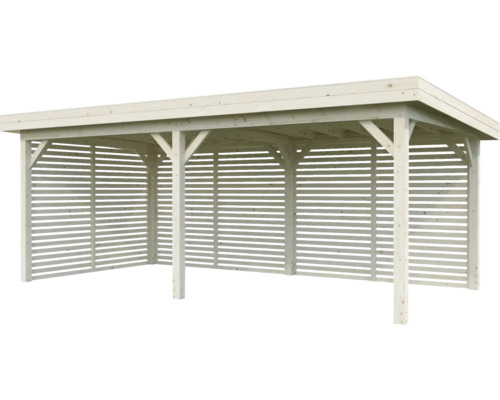 Carport en bois avec parois à lamelles