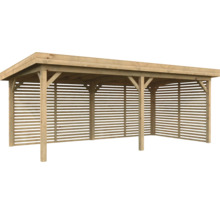 Holzcarport mit Lamellenwänden für den Aussenbereich