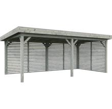 Holzcarport mit Lamellenwänden für den Garten