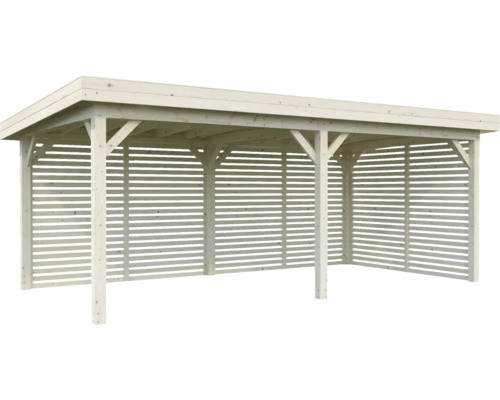Holzcarport mit Lamellenwänden für den Aussenbereich
