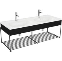 Double vasque avec meuble sous-vasque et étagère
